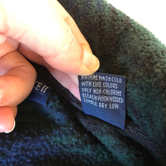 Vintage 90s Mountain Lake II Fleece Button Down Shirt Jacket 1X Blackwatch Plaid - Picture 8 of 9